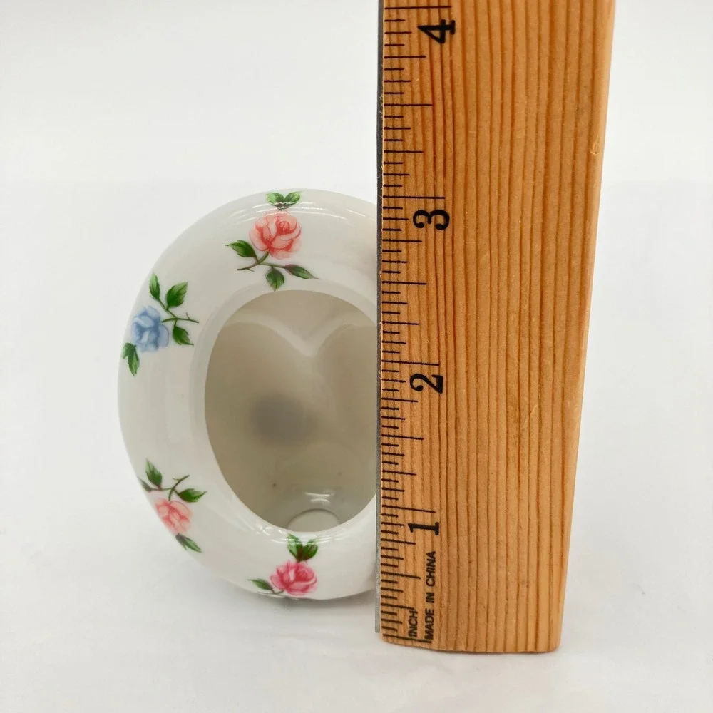 Takahashi Photo Frame Vintage Porcelain White Floral Oval Heart Back Japan